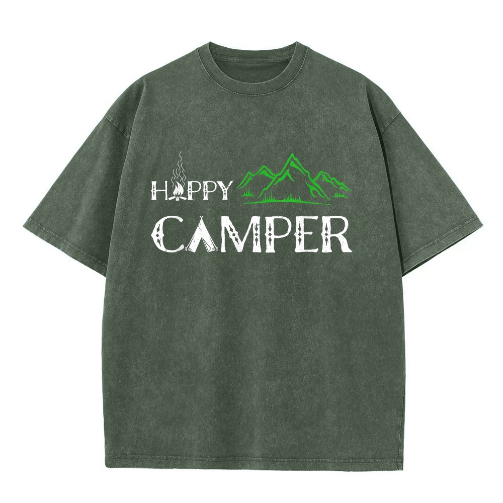 Summer Clothing Women Canada - 「ハッピーキャンパー」キャンプTシャツ。メンズ、レディース、キッズ向け。カナダのメンズウェア。すべて100％コットン素材。面白いメッセージ入り。夏にぴったりのトップス。