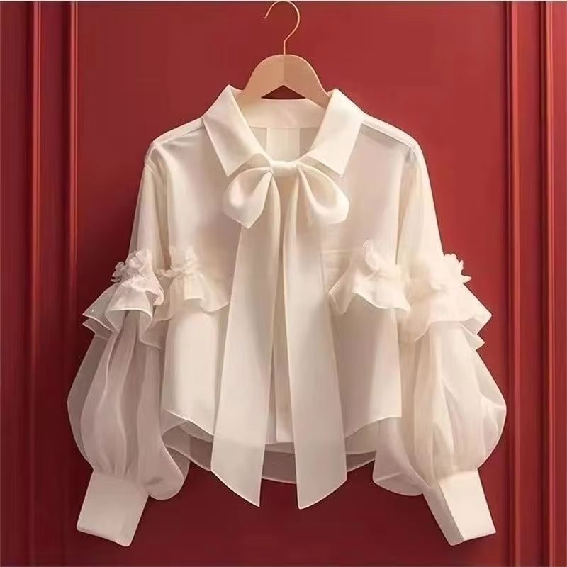 Summer Kids Clothing - 2026年夏秋新作シャツブラウス レディース ユニークで美しいリボン付き長袖シャツ 韓国風 多数の女の子の服のレビュー