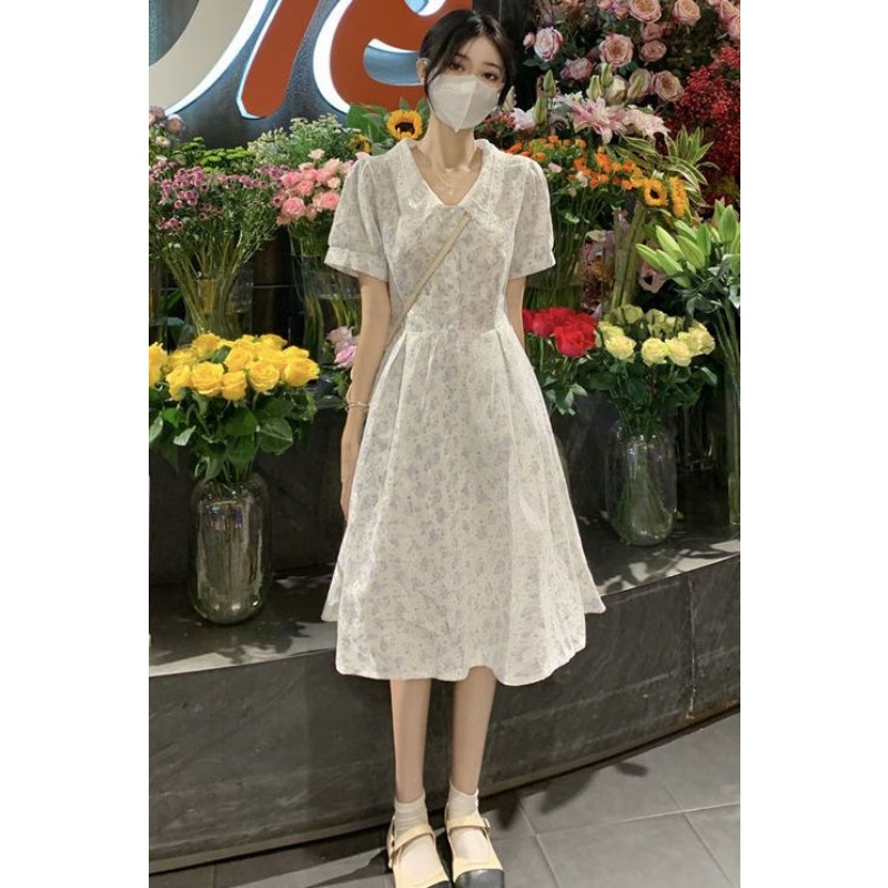 Sundress Midi Floral - レディース サマー ディスティー フローラル ミディドレス Vネック