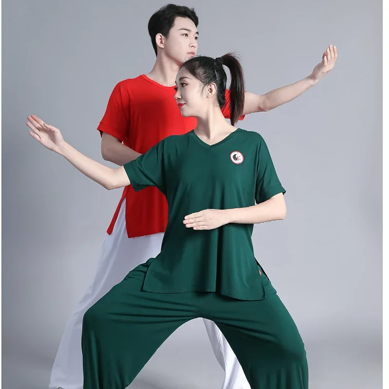 Summer Dresses Yours Clothing - 夏用武術服 カンフー服 太極拳服 武道着 グリーン 男女兼用