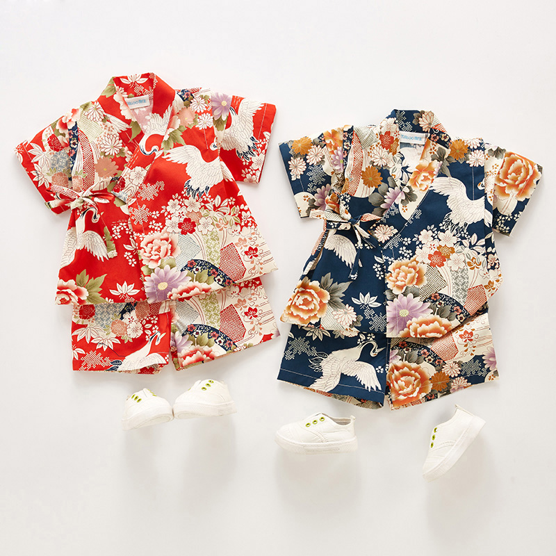 Summer Dresses Yours Clothing - 夏子供浴衣服女の子男の子日本の着物ベビードレス子供浴衣衣装伝統的な着物綿パジャマ Z957
