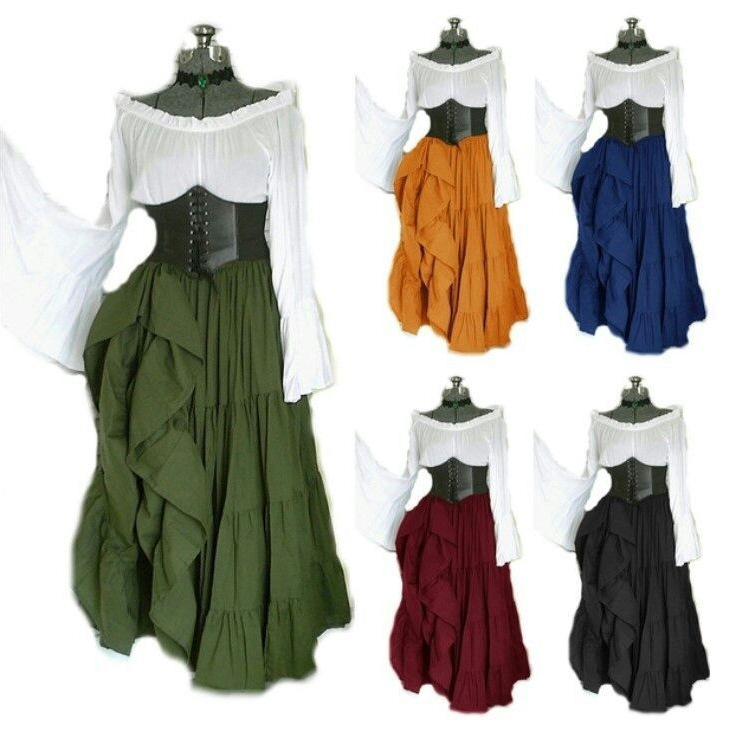 Summer Renaissance Clothing - 2025 新しいパーティー長袖ドレス女性のルネサンス中世服ヨーロッパとアメリカ