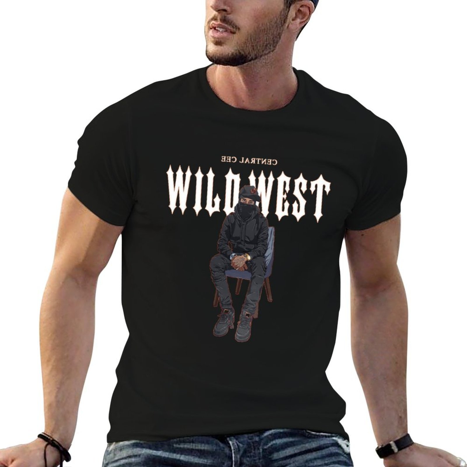 Summer Clothing London - セントラルシー、ラップ、ワイルド・ウェスト、ドリル、ロンドン、イギリス、ラッパー、グライムTシャツ、夏用トップス、黒、メンズウェア