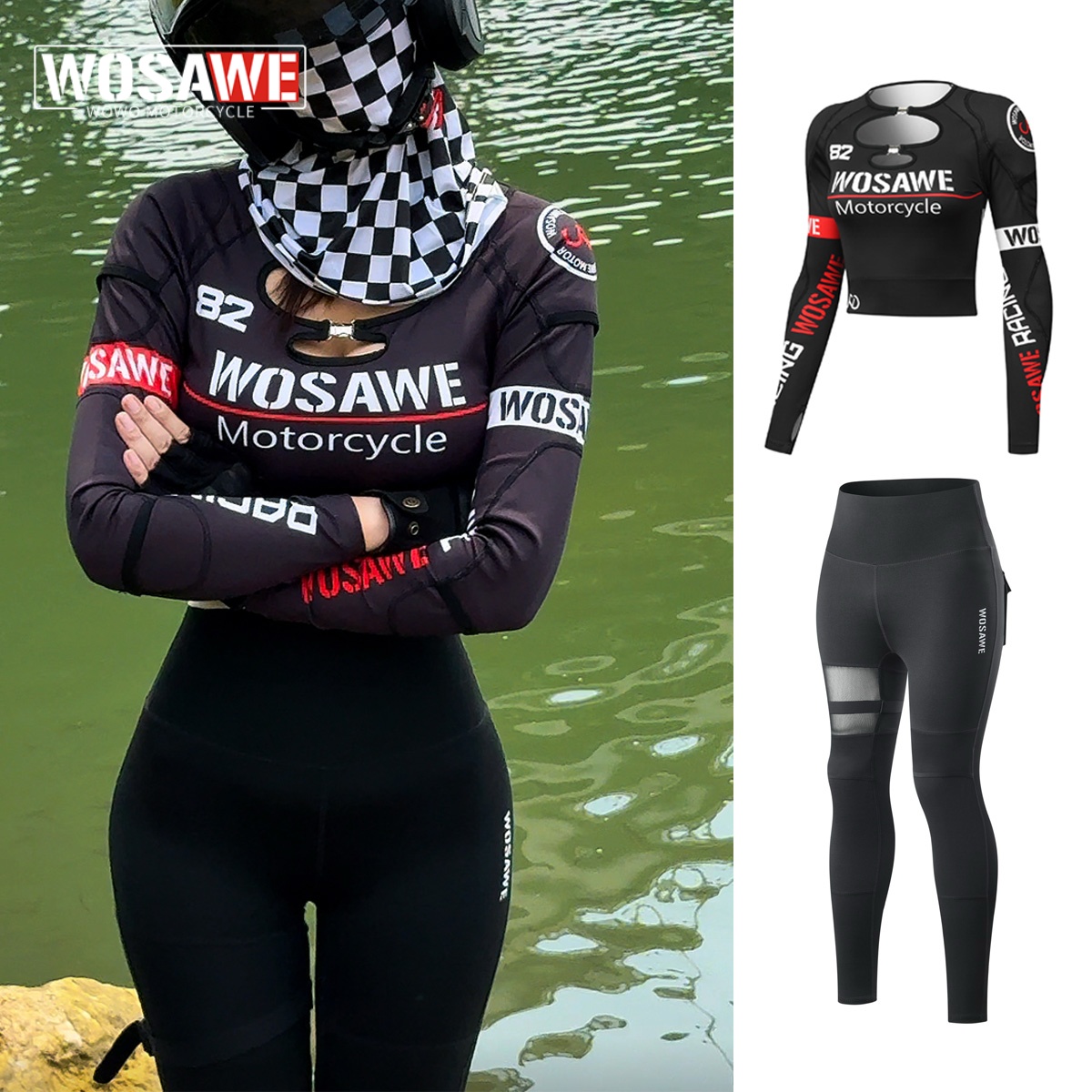Summer Clothing Motorcycle - WOSAWE 夏女性スリムオートバイジャケットパンツセットオートバイソフトで軽いモトクロス服ランニング女性スポーツウェア