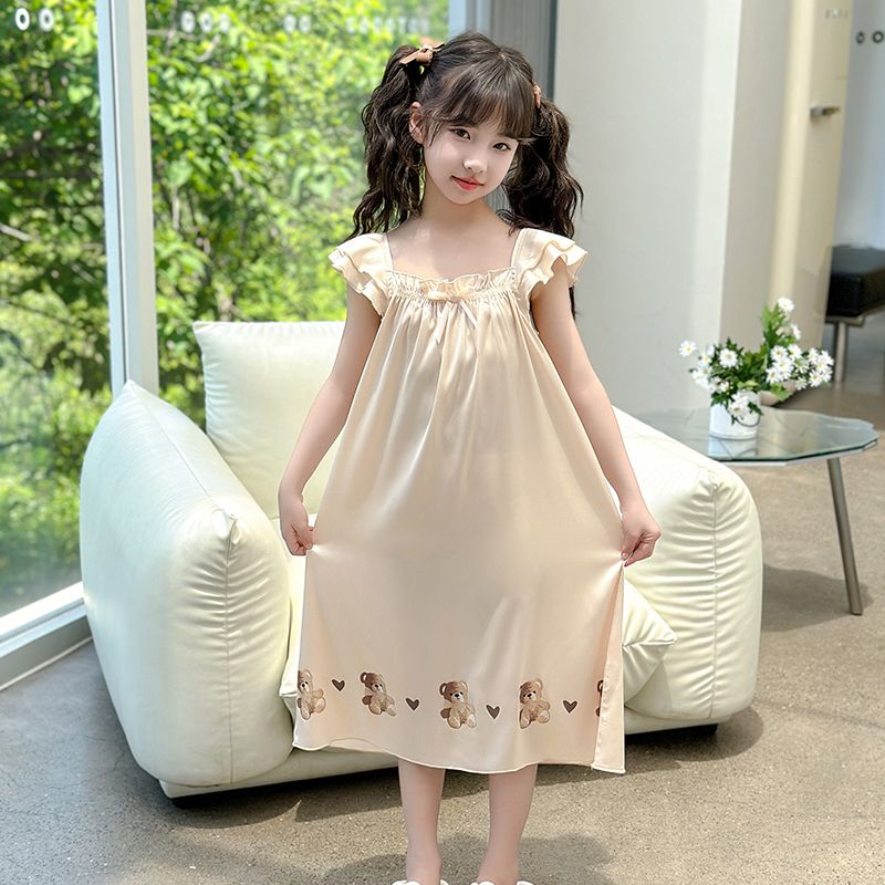 Summer Dresses Yours Clothing - 新しい夏の韓国風ガールズノースリーブナイトガウンアイスシルクパジャマドレスアウターウェア