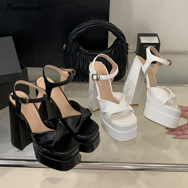 Summer Clothing Items - スタースタイルのファッションダブルプラットフォームウェッジ女性グラディエーターサンダル夏 15 センチメートル超ハイヒール分厚いパーティードレスシューズサンダル