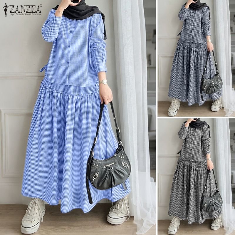 Summer Clothing Hijab - ザンゼア ムスリム ツーピースセット ヒジャブ衣装 2026 夏