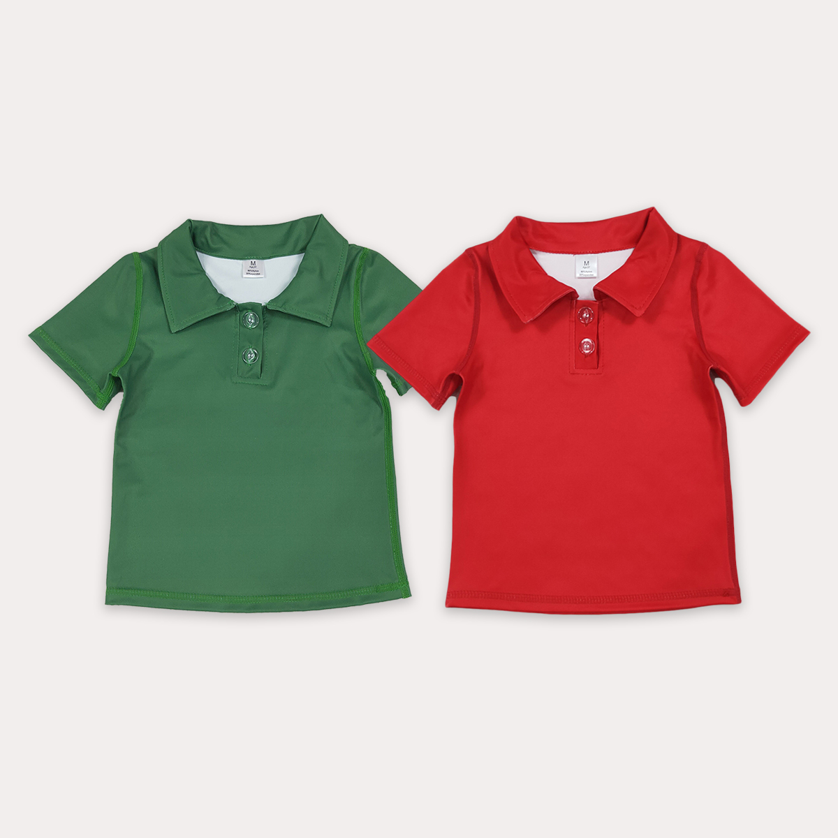Summer Clothing Boutiques - 夏の子供服ブティック ベビーガール レッドグリーン 半袖ヨガアクティブウェア ボタンアップポロシャツ トップス