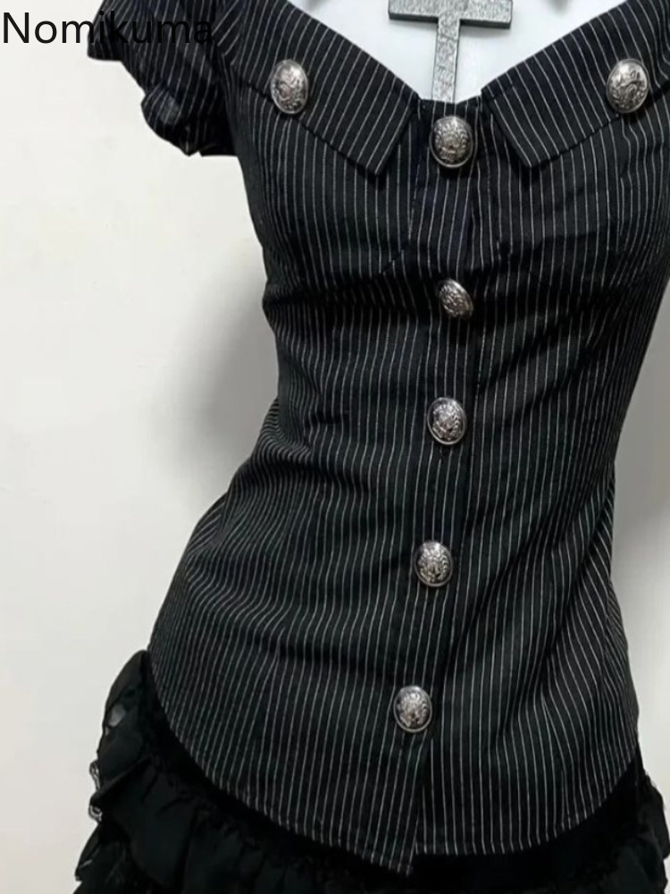 ゴスツーピースセット女性の服中空アウトスリムウエストストライ - Summer Clothing Y2K のレビューと価格