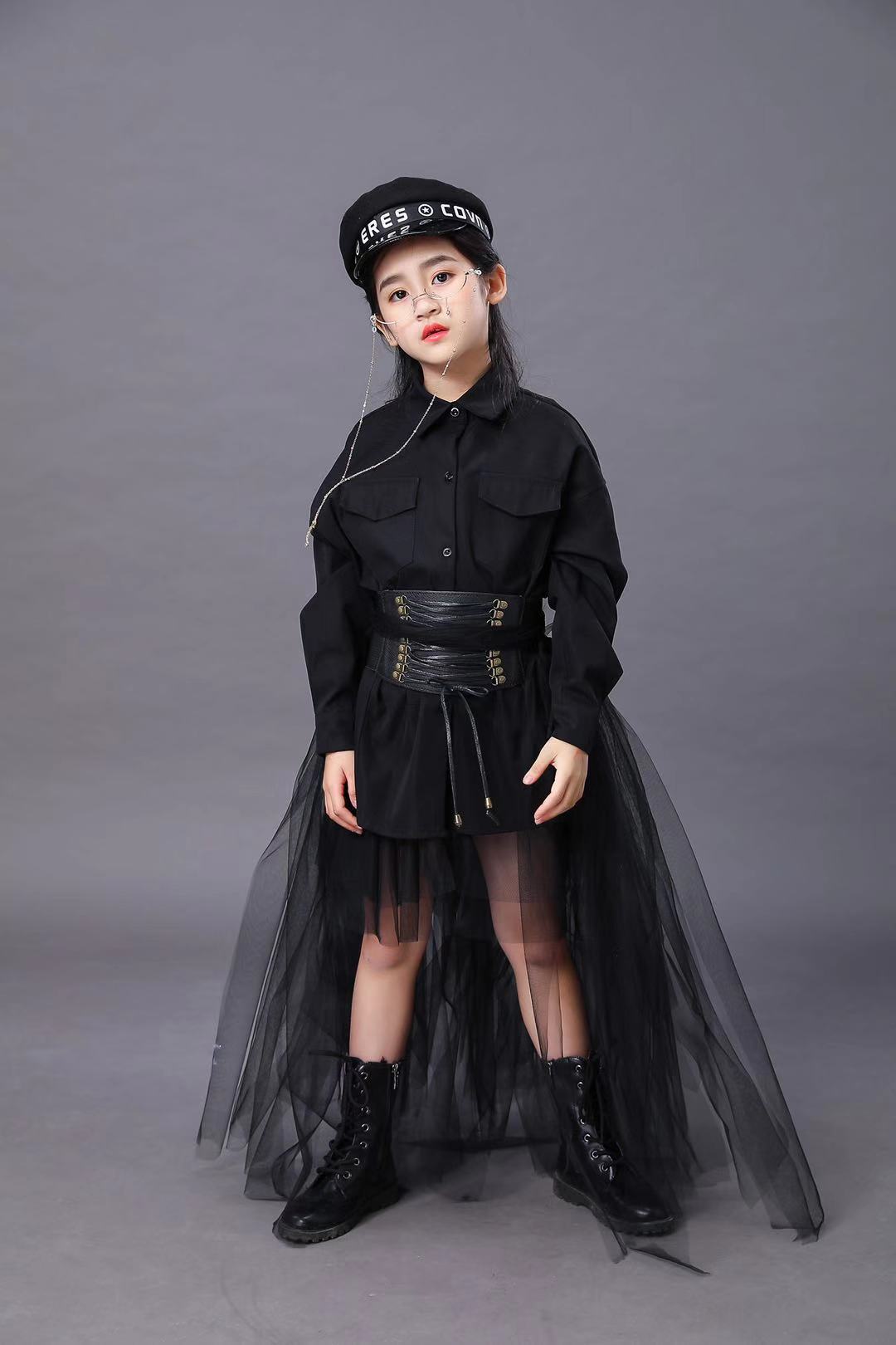 子供の黒のスーツ女の子モデル競争滑走路ファッションキャットウ - Summer Clothing Model のレビューと価格