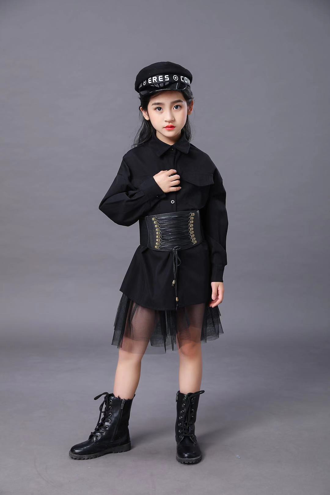 子供の黒のスーツ女の子モデル競争滑走路ファッションキャットウ - Summer Clothing Model のレビューと価格