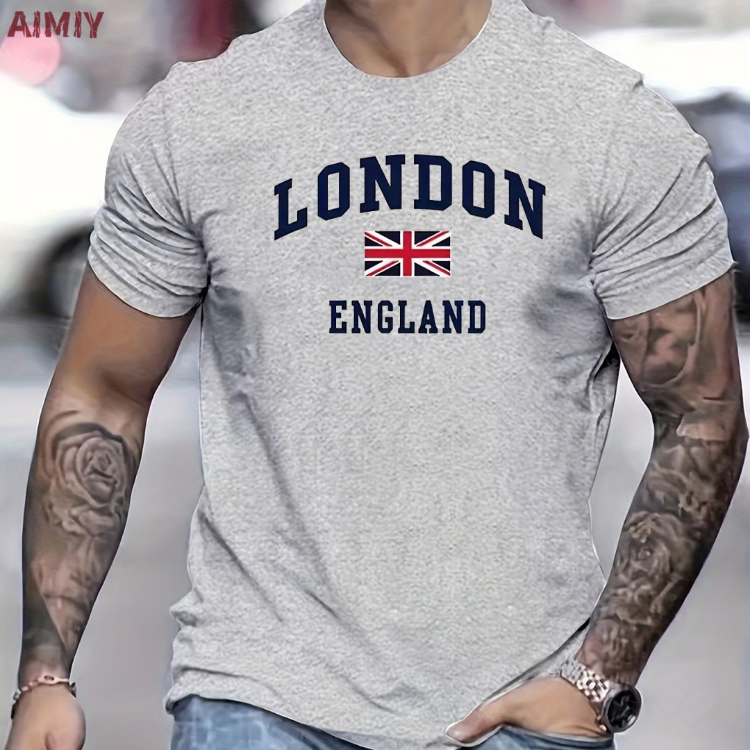紳士服ロンドンイングランドパターンプリント Tシャツ男特大  - Summer Clothing London のレビューと価格