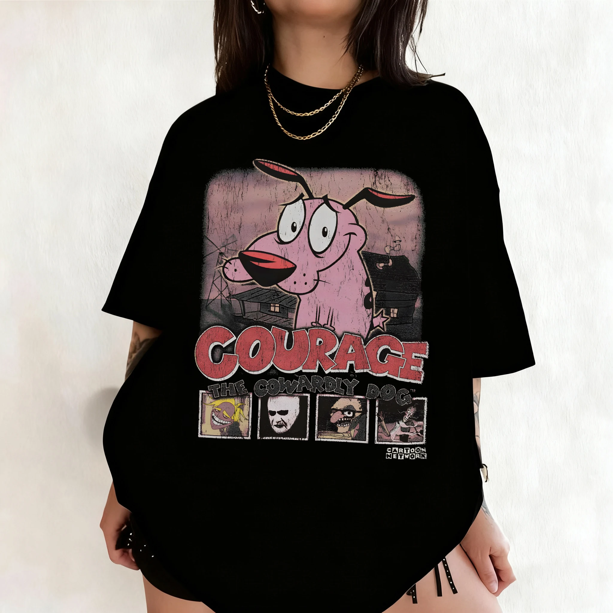 夏ヴィンテージ勇気卑怯な犬漫画プリント半袖 Tシャツレトログ - Summer Clothing Vintage のレビューと価格