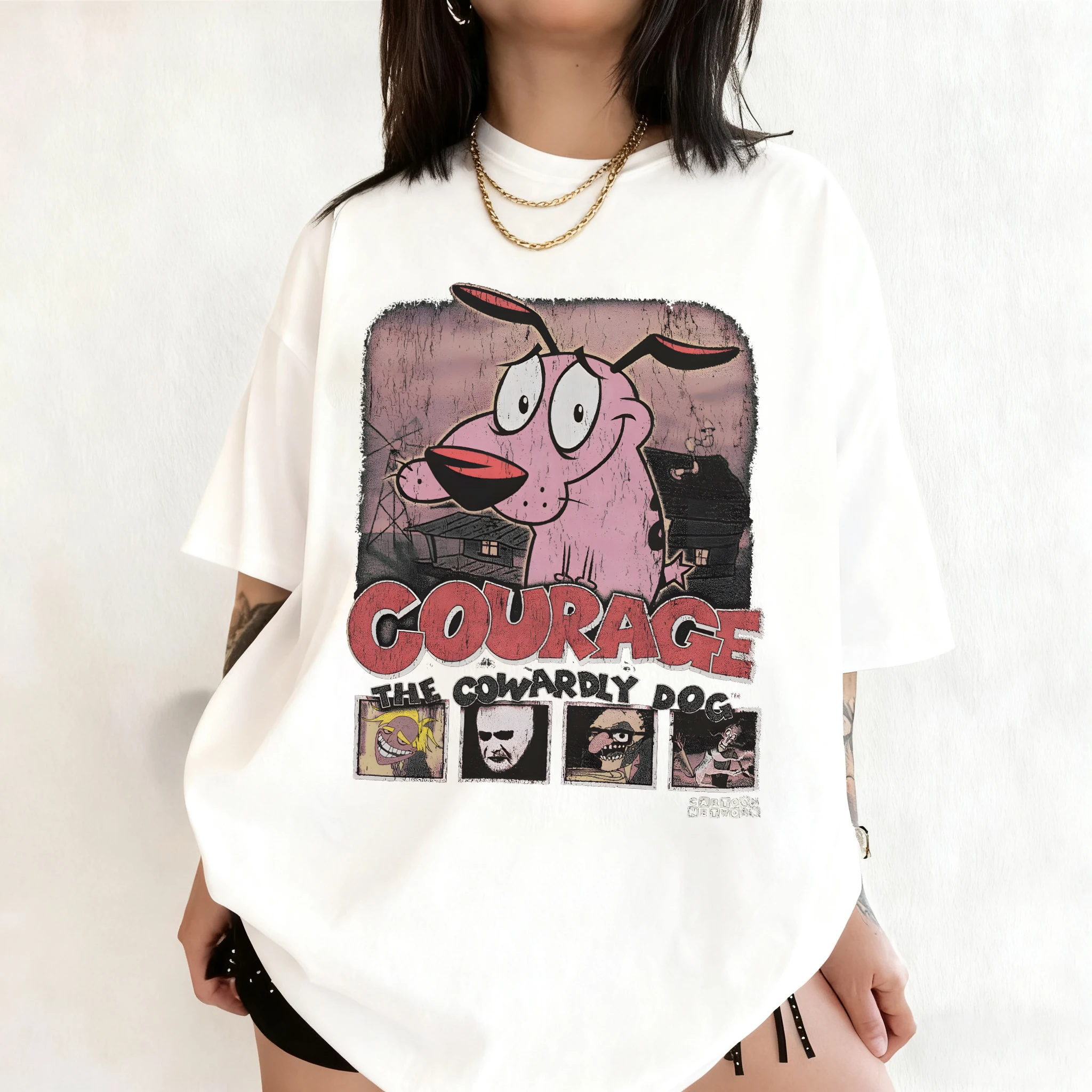 夏ヴィンテージ勇気卑怯な犬漫画プリント半袖 Tシャツレトログ - Summer Clothing Vintage のレビューと価格