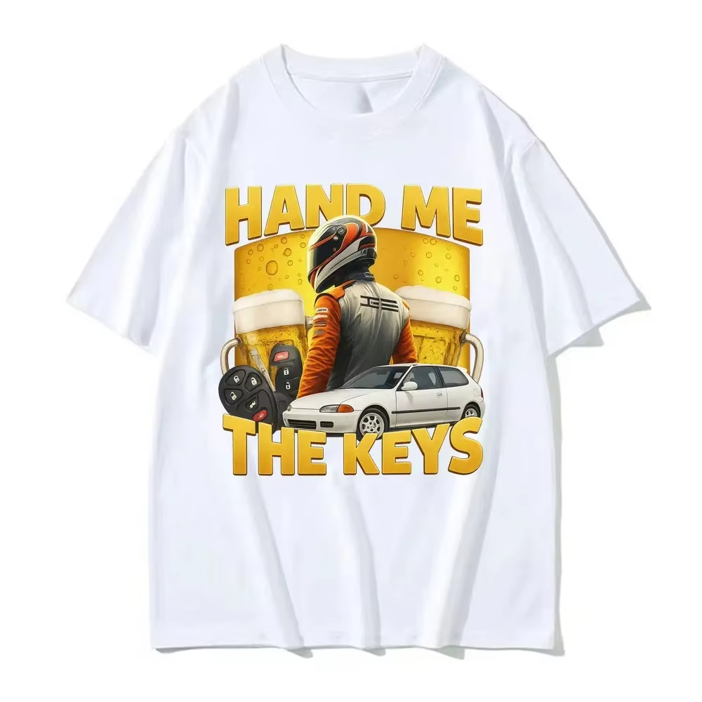 面白い「手渡してください、鍵」アルコールビールTシャツ飲酒運 - Summer Clothing Drive のレビューと価格