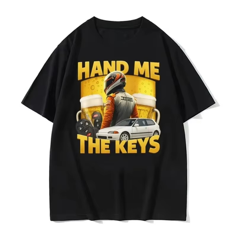 面白い「手渡してください、鍵」アルコールビールTシャツ飲酒運 - Summer Clothing Drive のレビューと価格