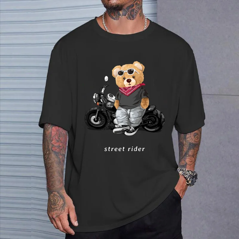 メンズ半袖Tシャツ,綿100%,ルーズフィット,カジュアル, - Summer Clothing Motorcycle のレビューと価格