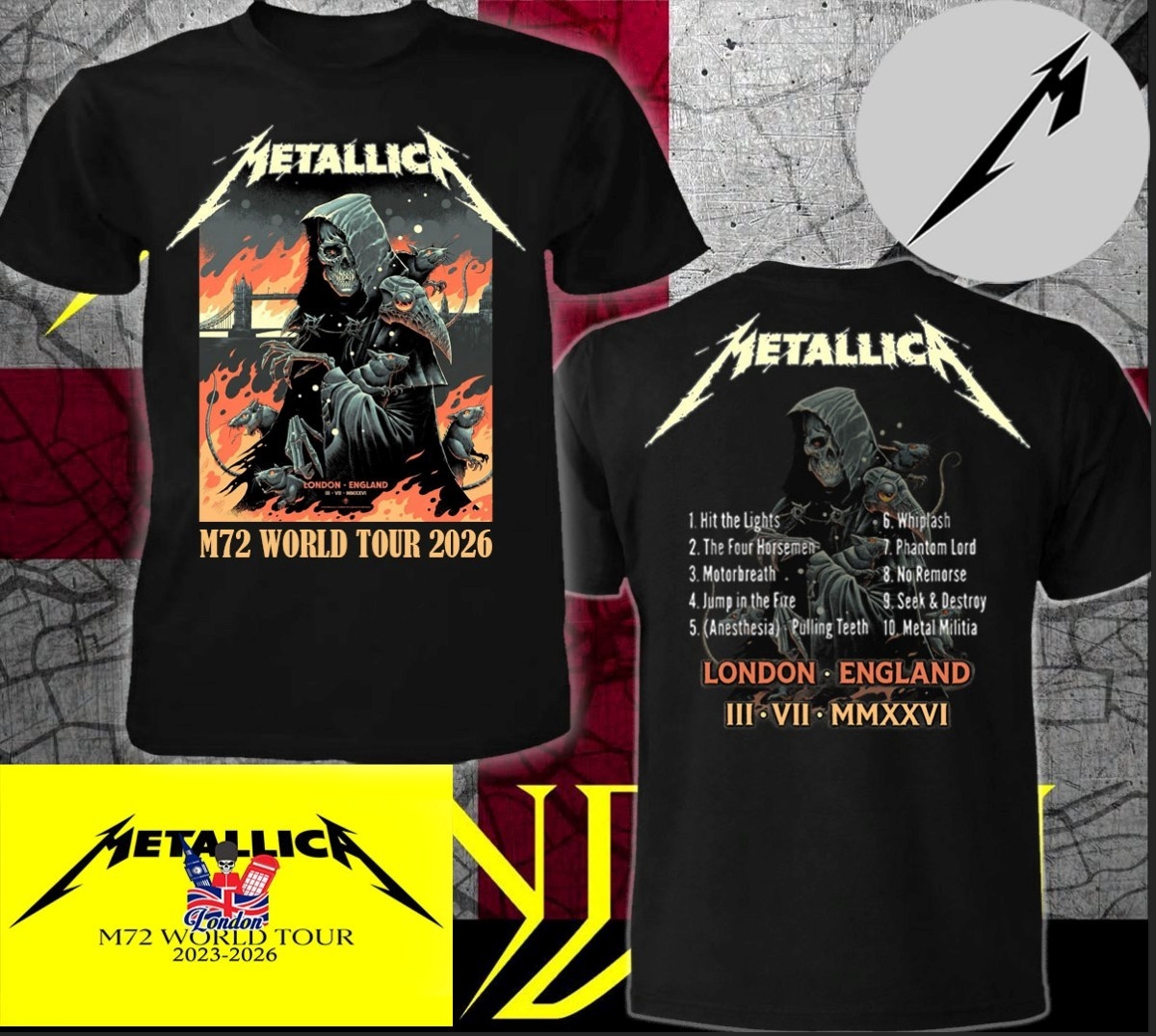 メタリカ M72 ワールドツアー 2026 ロンドン Tシャ - Summer Clothing London のレビューと価格