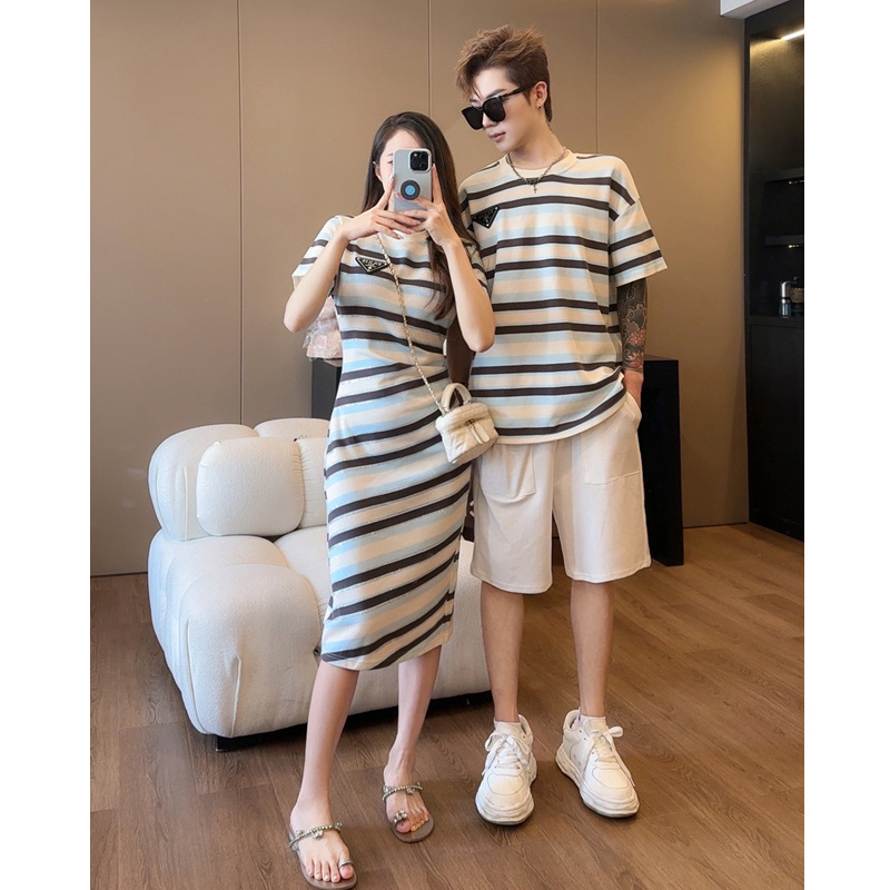 お父さん、お母さん、赤ちゃんのマッチングストライプ服、母娘お - Summer Dresses Yours Clothing のレビューと価格