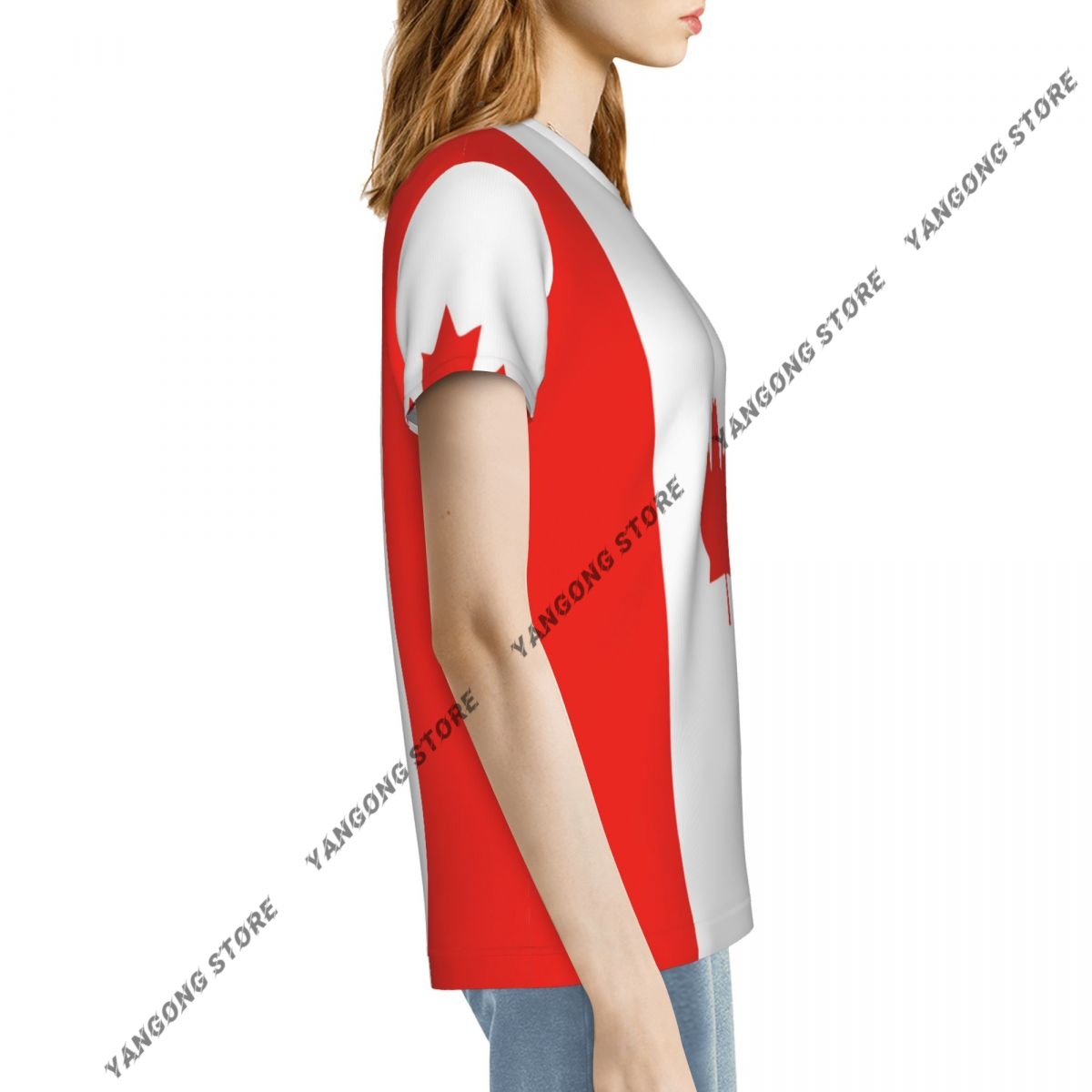 女性の Tシャツカナダカナダ国旗 Tシャツ女性カジュアル O - Summer Clothing Women Canada のレビューと価格