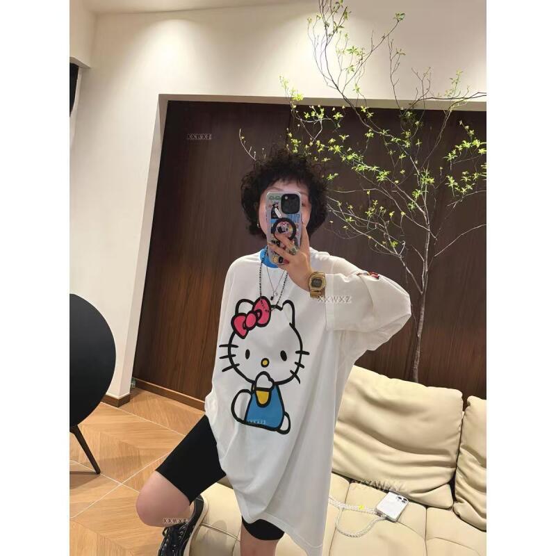 長袖ハローキティ夏の新スタイル漫画かわいいプリント Tシャツ - Summer Clothing Styles のレビューと価格
