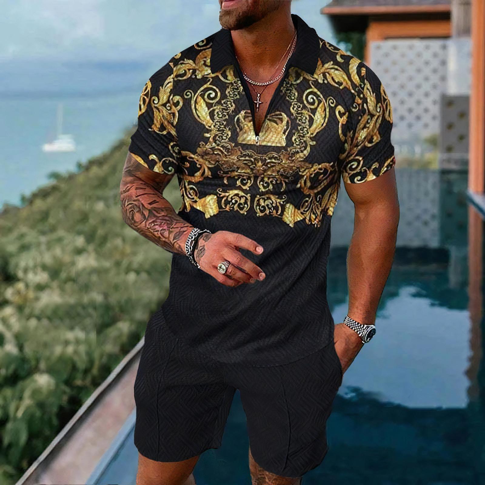 メンズポロシャツ半袖セットカジュアルシンプルスタイルツーピー - Summer Clothing Styles のレビューと価格