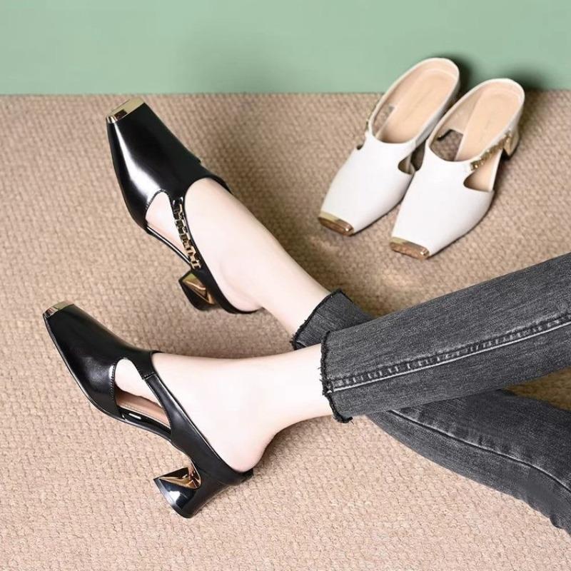 レディースハイヒールスリッパ、チャンキーヒールミュールシュー - Summer Clothing Office のレビューと価格