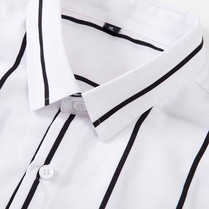 メンズストライプドレスシャツ長袖スリムフィットフォーマルビジ - Summer Clothing Office のレビューと価格