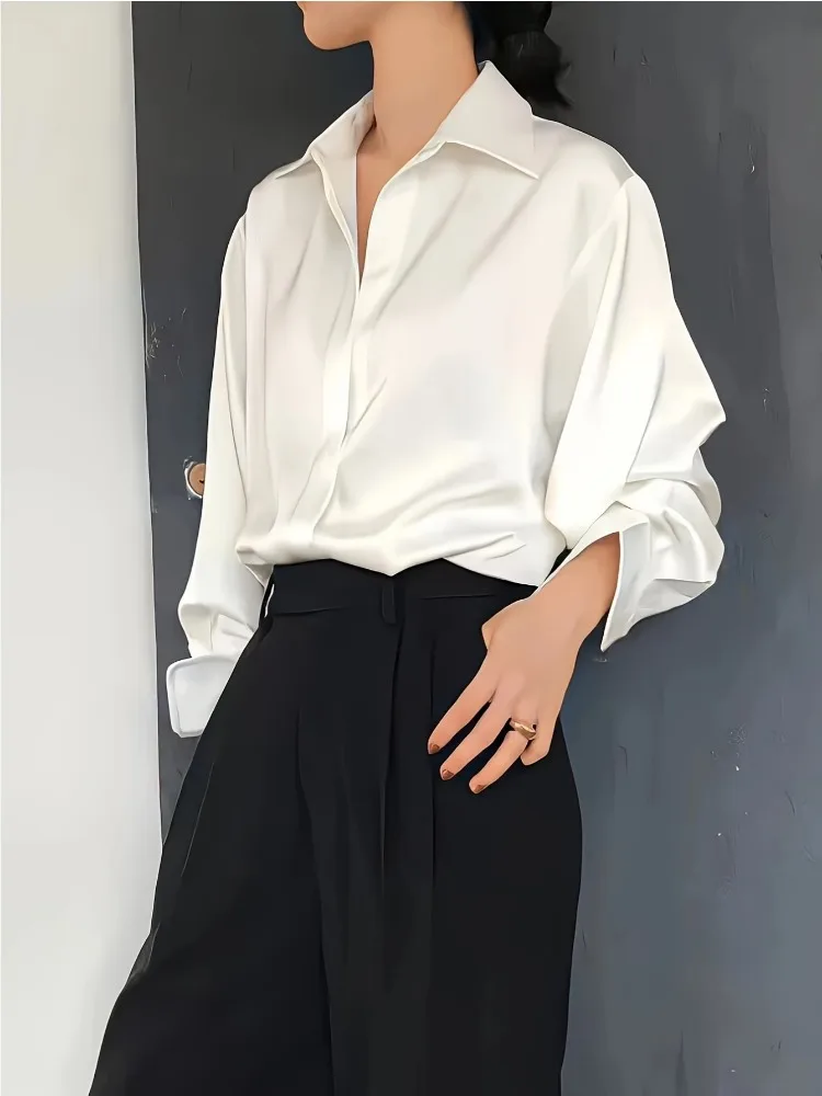 プラスサイズカジュアル女性シルクシャツ 2025 新ファッシ - Summer Clothing Office のレビューと価格