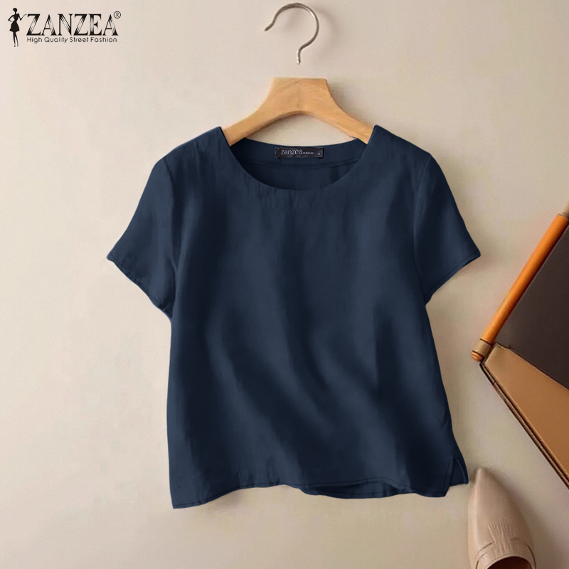 ZANZEA 夏カジュアルコットンブラウス女性用 O ネック - Summer Clothing Wear のレビューと価格