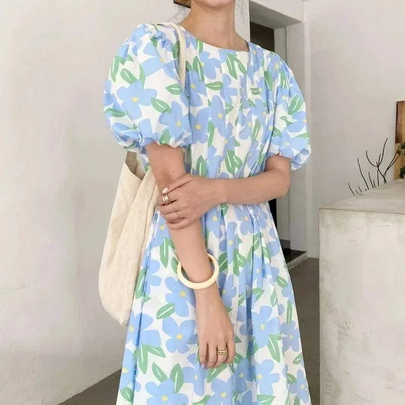 フリル付きフラワーサマードレス,ラウンドネック,ハイウエスト - Sundress Midi Floral のレビューと価格