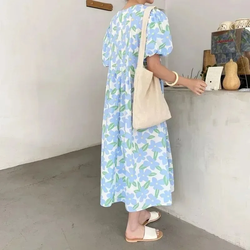 フリル付きフラワーサマードレス,ラウンドネック,ハイウエスト - Sundress Midi Floral のレビューと価格