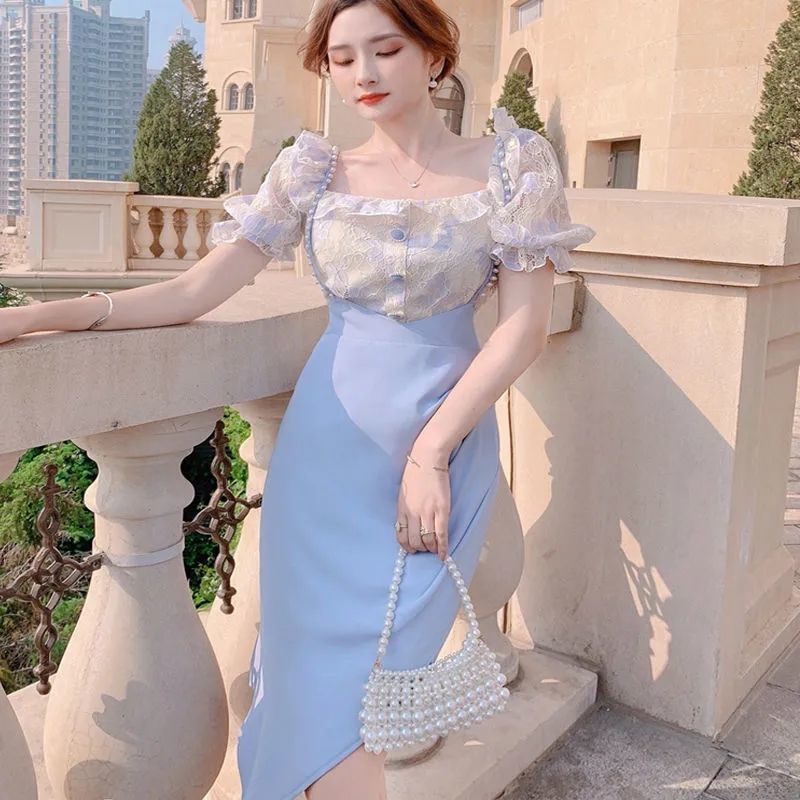 女性用半袖レースドレスセット,スリットドレス,y2k服,高級 - Summer Clothing Y2K のレビューと価格