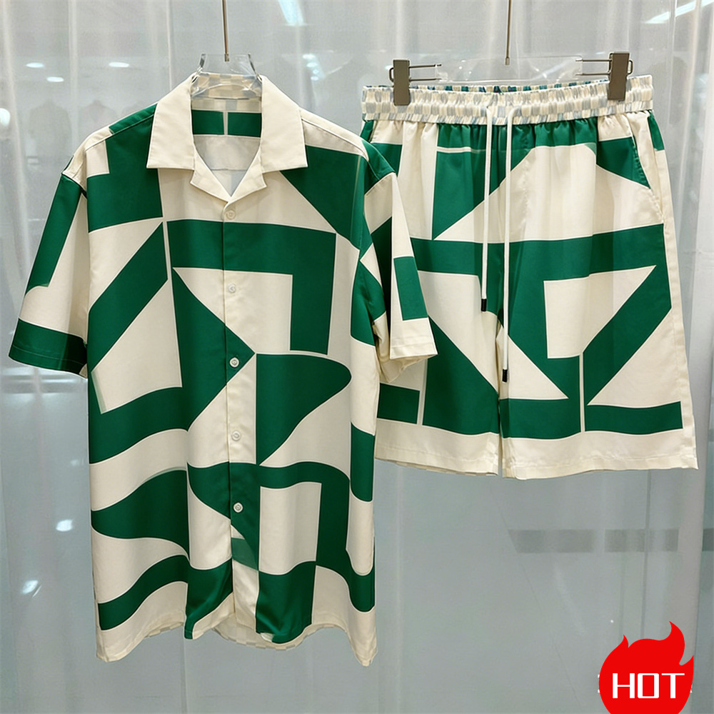 ファッション夏メンズシャツスーツシンプルなソリッドスリーブカ - Summer Clothing Y2K のレビューと価格