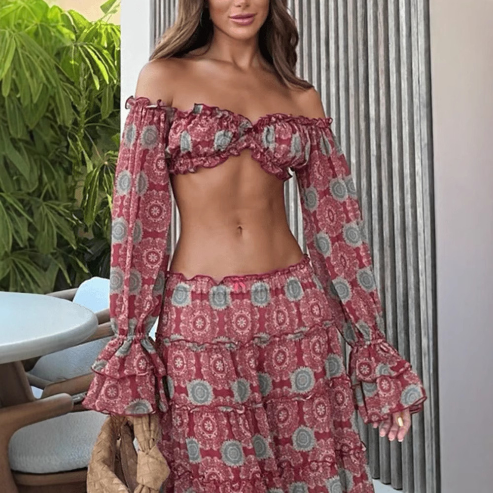 ヴィンテージプリントスカートツーピースセット レディース セ - Summer Clothing Vintage のレビューと価格