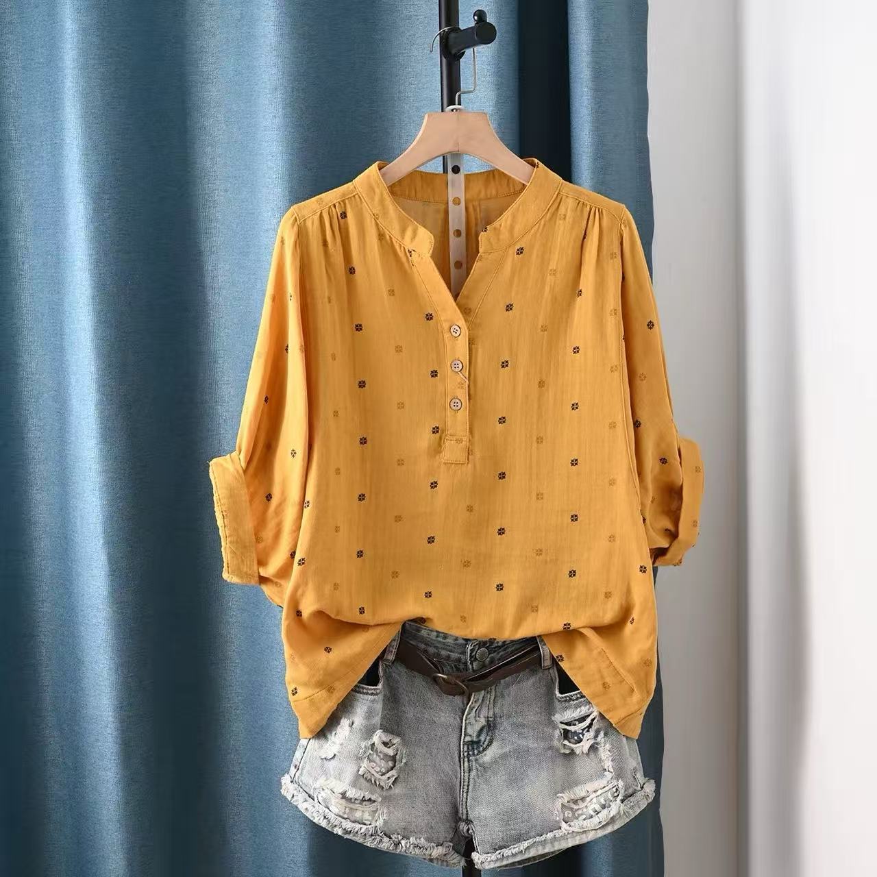 2026年女性用ブラウス、日本製綿糸ポルカドットシャツ＆ブラ - Summer Clothing Yarn のレビューと価格