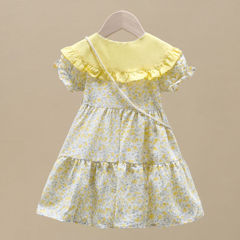 小さな女の子のための黄色の花柄のドレス,2ピース,小さな女の - Sundress Midi Floral のレビューと価格
