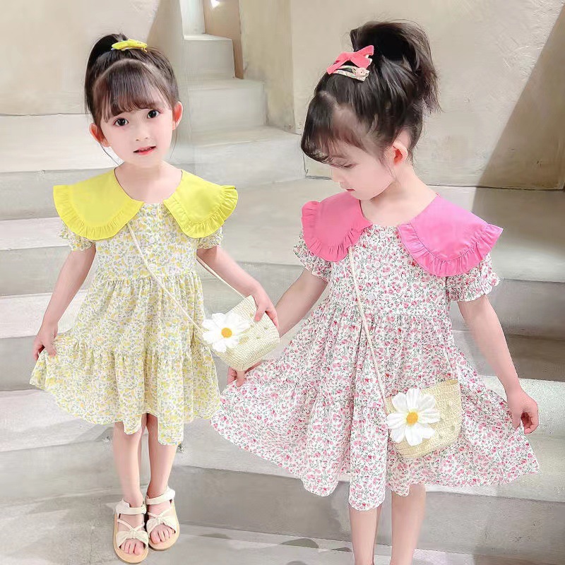 小さな女の子のための黄色の花柄のドレス,2ピース,小さな女の - Sundress Midi Floral のレビューと価格