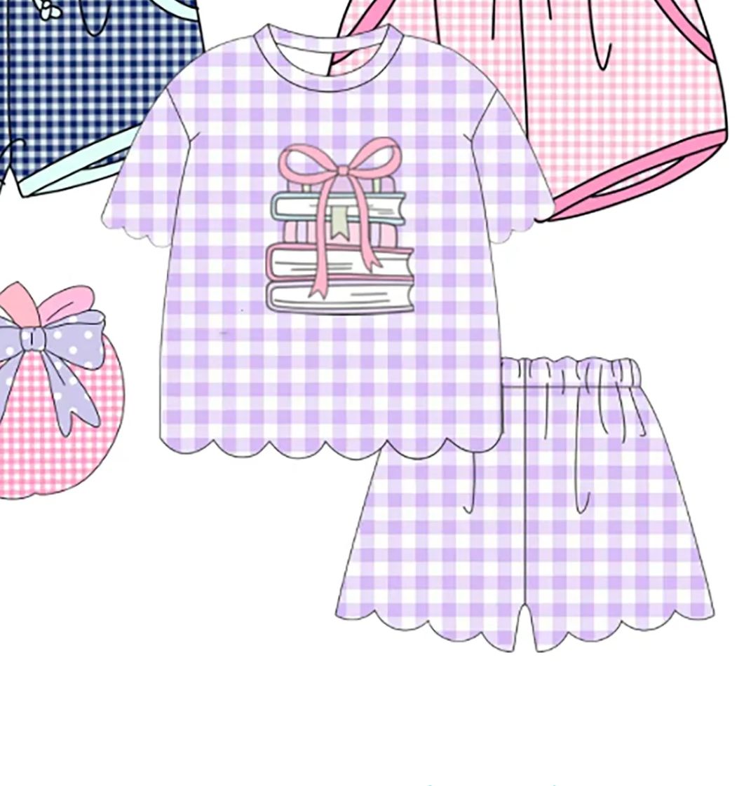 ブティック子供用新学期服アップルブックプリント服女の子ショー - Summer Clothing Boutiques のレビューと価格