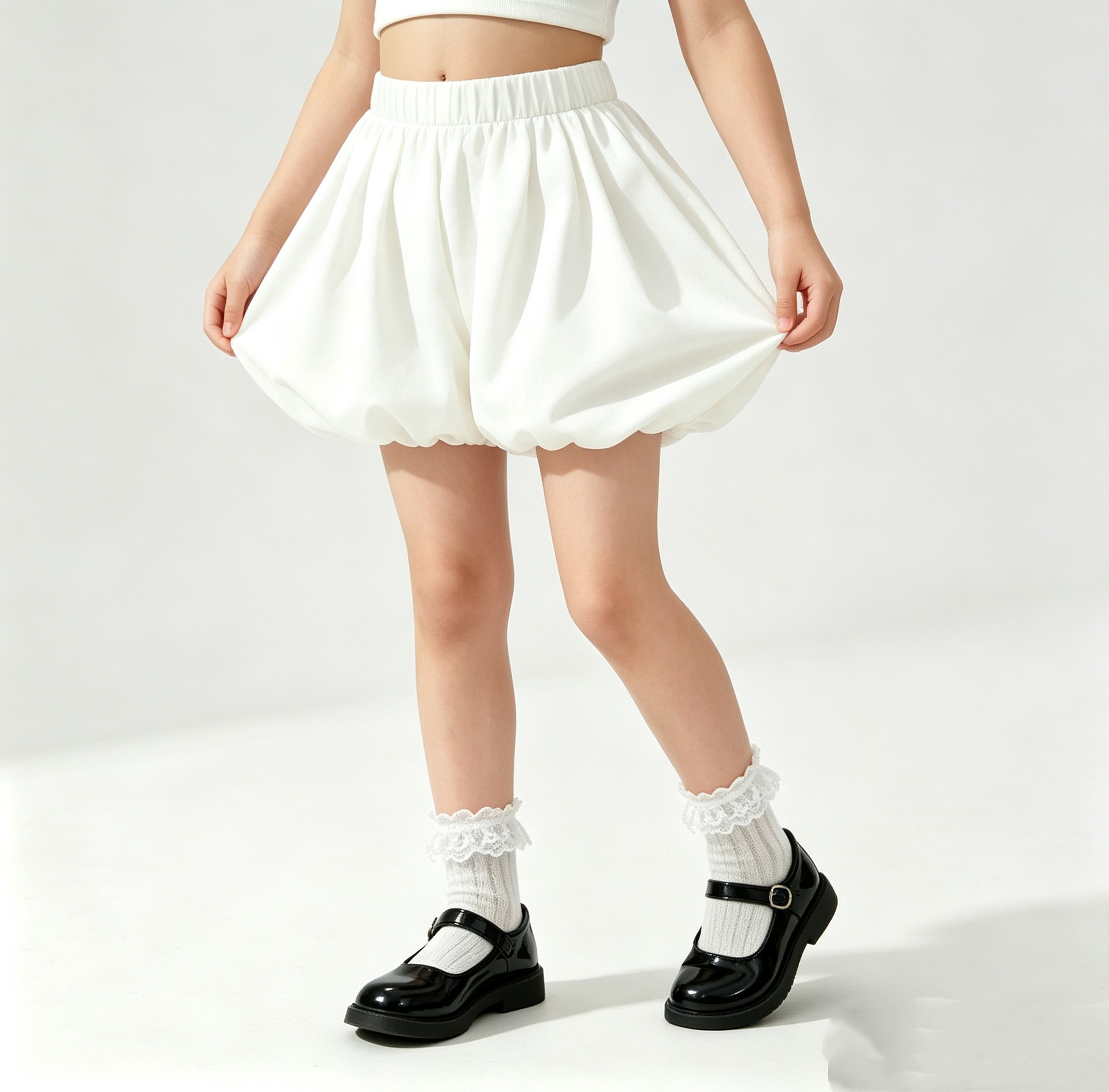 女子学生バブルスカートブルマーズゴムウエストパフィースカート - Summer Clothing Europe のレビューと価格