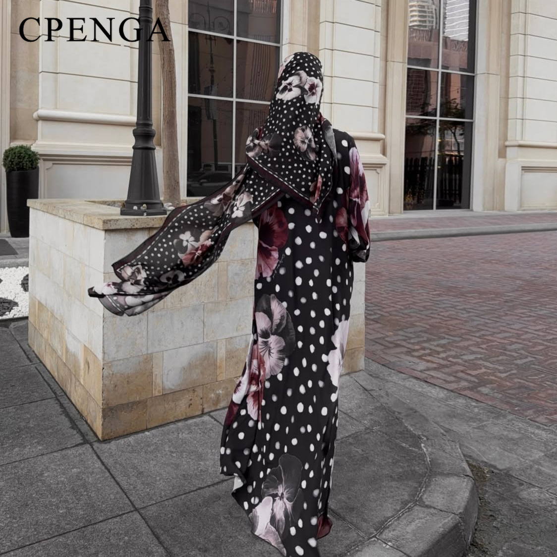 2026年夏用ツーピース花柄水玉プリントヒジャブアバヤ、ムス - Summer Clothing Hijab のレビューと価格